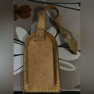 Louis Vuitton Tan Leather Luggage Tag.